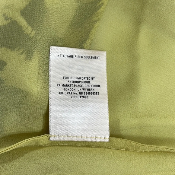 Leifsdottir Anthropologie Dress Womens 6 Yellow Brown Butterfly Print 100% Silk - Picture 13 of 13